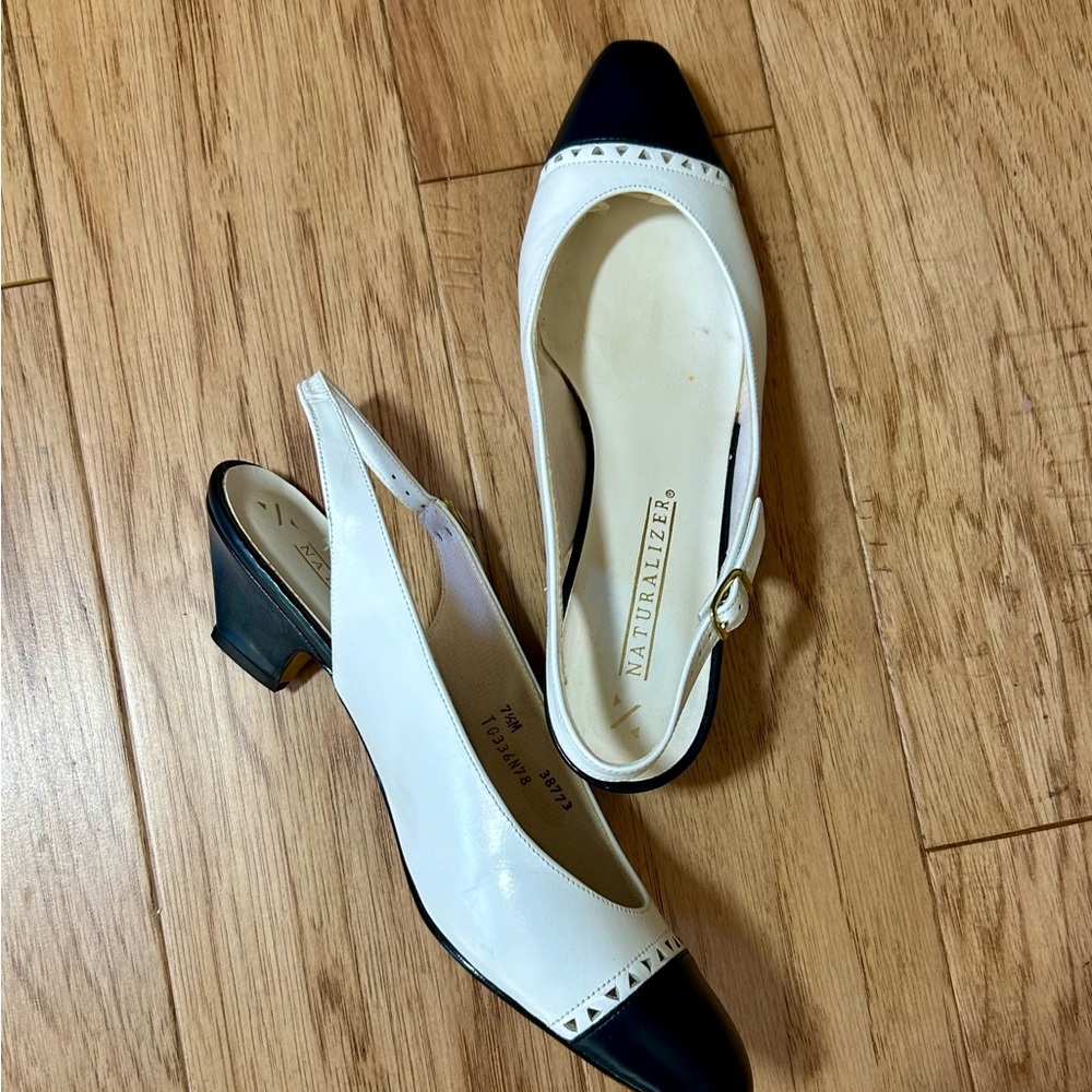 Naturalizer Black and White Slingback Heels